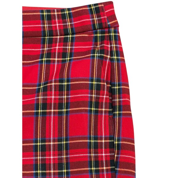 J.Crew Red Tartan Plaid Cropped Straight Pants Size 14 Stretch - Picture 7 of 10